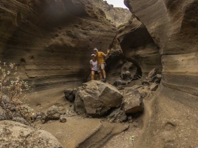 The Barranco de Vacas, a spectacular volcanic tuff canyon in Gran Canaria