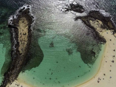 La Concha, a beach with a natural horseshoe-shaped reef in Fuerteventura